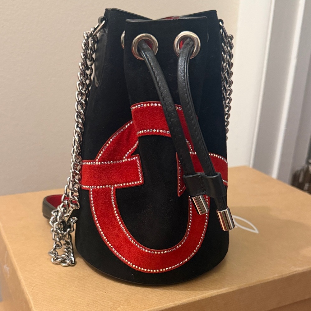 Christian Louboutin Marie Jane Bucket Love Suede/Strass